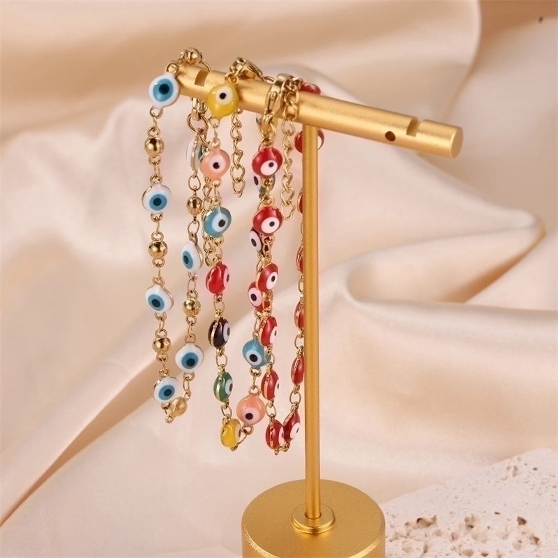 Streetwear Commute Devil's Eye Stainless Steel Plating 18k Gold Plated Bracelets