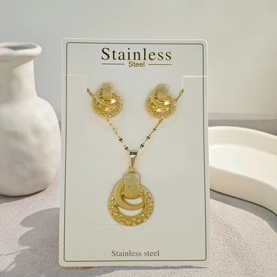 Elegant Classical Geometric 304 Stainless Steel Plating Jewelry Set