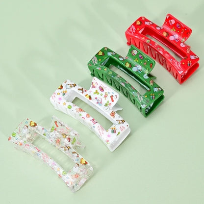 Christmas Sweet IG Style Women's Santa Claus Bell Snowman Plastic Hollow Out Hair Claws