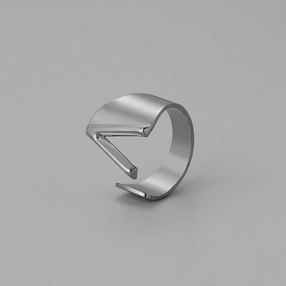 Ins Style Letter Titanium Steel Plating Open Ring