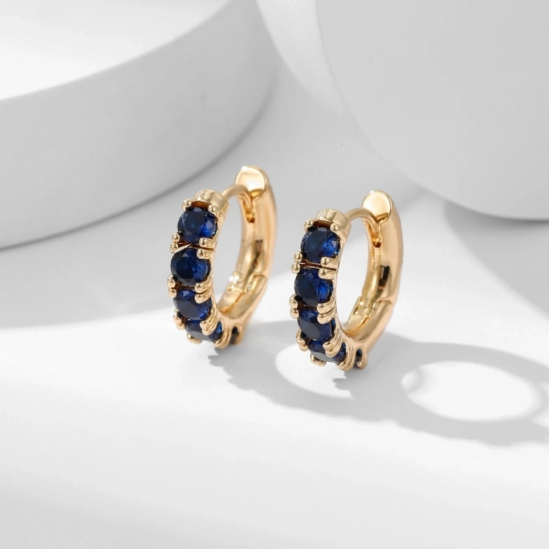 1 Pair Elegant Vintage Style Round Plating Inlay Copper Zircon Gold Plated Hoop Earrings