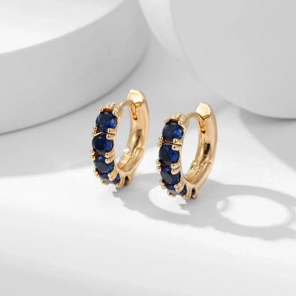1 Pair Elegant Vintage Style Round Plating Inlay Copper Zircon Gold Plated Hoop Earrings
