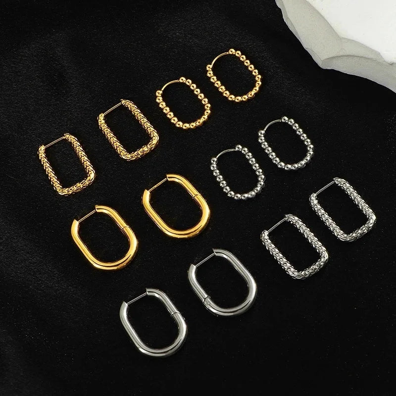 1 Pair Minimalist Geometric Titanium Steel Earrings