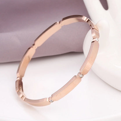 Basic Solid Color Stainless Steel 18k Gold Plated Zircon Bangle