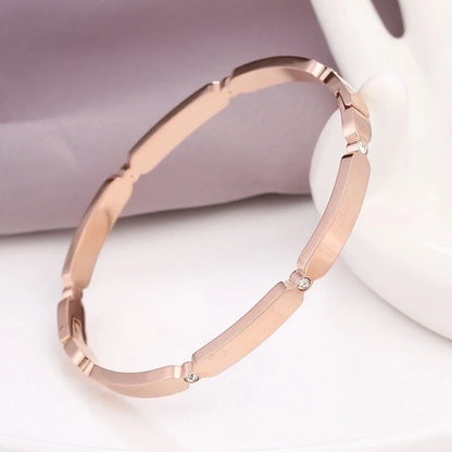 Basic Solid Color Stainless Steel 18k Gold Plated Zircon Bangle