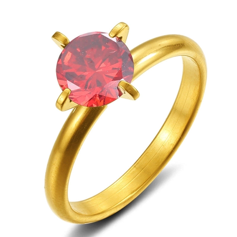 Elegant Solid Color Titanium Steel Inlay Zircon Rings