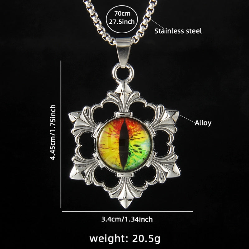 Hip-Hop Devil's Eye Snowflake 201 Stainless Steel Alloy Men's Pendant Necklace