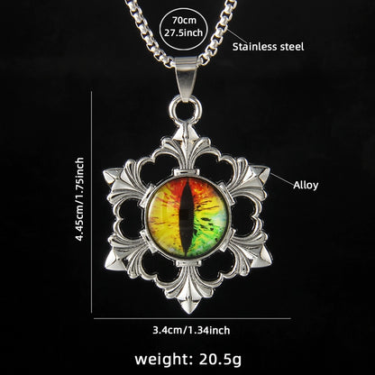 Hip-Hop Devil's Eye Snowflake 201 Stainless Steel Alloy Men's Pendant Necklace