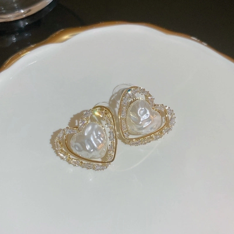 1 Pair Minimalist Geometric Plating Inlay Alloy Artificial Pearls Rhinestones Earrings