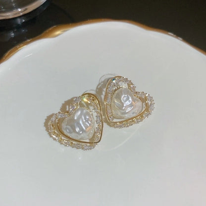 1 Pair Minimalist Geometric Plating Inlay Alloy Artificial Pearls Rhinestones Earrings