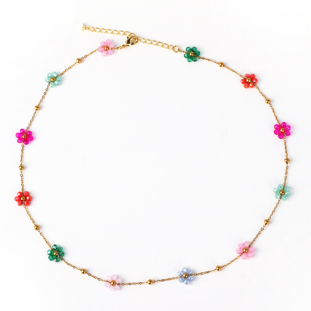 Moderate Luxury Little Daisy Flower Rose Petal Flower Copper Diamond Inlay Stud Earrings