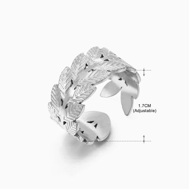 3 Pieces Basic Classic Style Geometric Leaf Stainless Steel Plating Open Rings