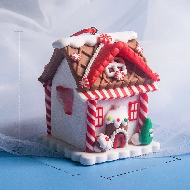 Christmas House Creative Soft Pottery House Without Lights Pendant Christmas Decoration Three-dimensional Luminous House Decoration Ornaments