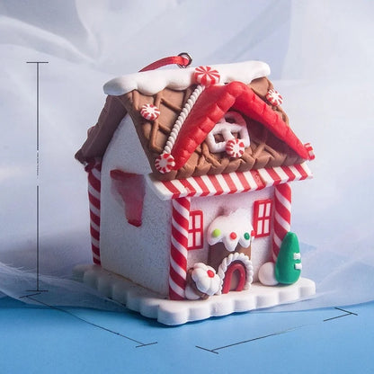 Christmas House Creative Soft Pottery House Without Lights Pendant Christmas Decoration Three-dimensional Luminous House Decoration Ornaments