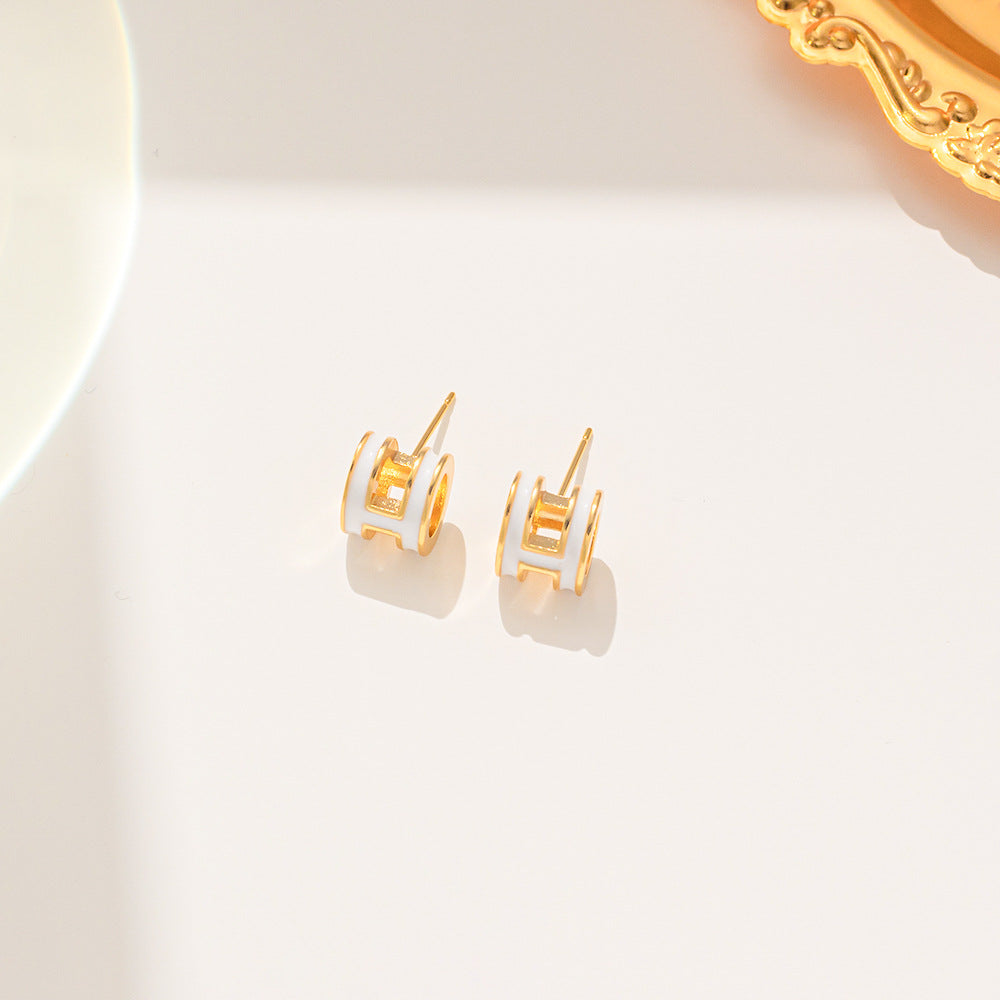 Korean Geometric Titanium Steel Stud Earrings