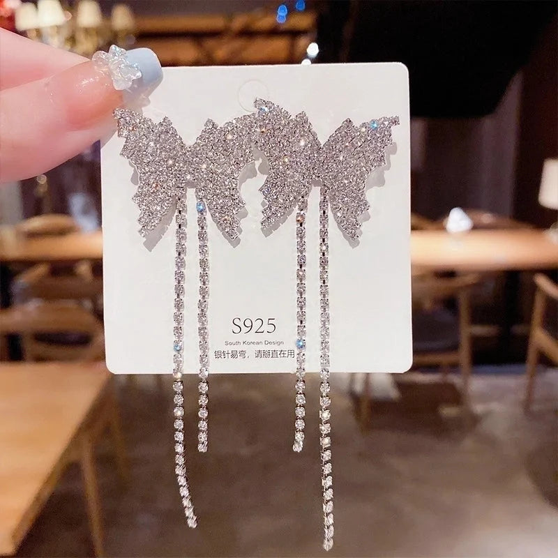 Fashion Flower Butterfly Bow Knot Copper Inlay Artificial Pearls Zircon Drop Earrings 1 Pair