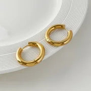 1 Pair Minimalist Round Plating Stainless Steel Titanium Steel 18K Gold Plated Hoop Earrings