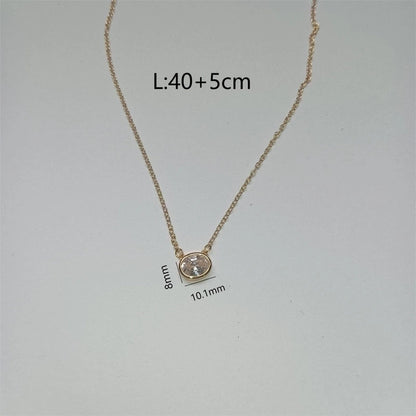 Minimalist Heart Shape Glass Copper 18K Gold Plated Plating Necklace