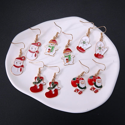 Fashion Christmas Tree Gloves Alloy Plating Inlay Artificial Gemstones Christmas Women's Drop Earrings 1 Pair