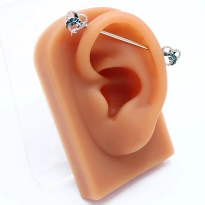 1 Piece Ear Cartilage Rings & Studs Fashion Heart Shape Rose Butterfly 316L Stainless Steel Alloy Copper Plating Inlay Rhinestones Glass White Gold Plated Gold Plated