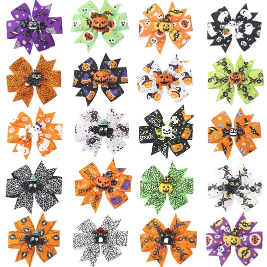 Halloween Funny Halloween Pattern Rib Ribbon Party Hairpin