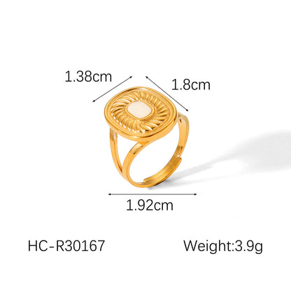 IG Style Open Ring Stripe Round Circle Geometric Stainless Steel Electroplating Rings