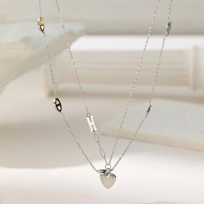 Modern Style Classic Style Devil's Eye Oval Heart Shape Titanium Steel Plating Stainless Steel Necklaces