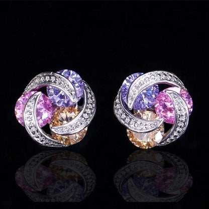 Fashion Colorful Zircon Contrast Color Copper Earrings