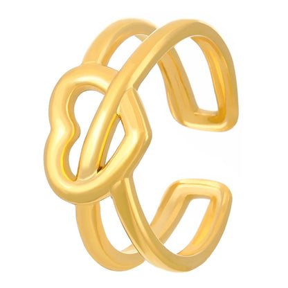 Minimalist Classic Style Geometric 304 Stainless Steel 18K Gold Plated Open Rings