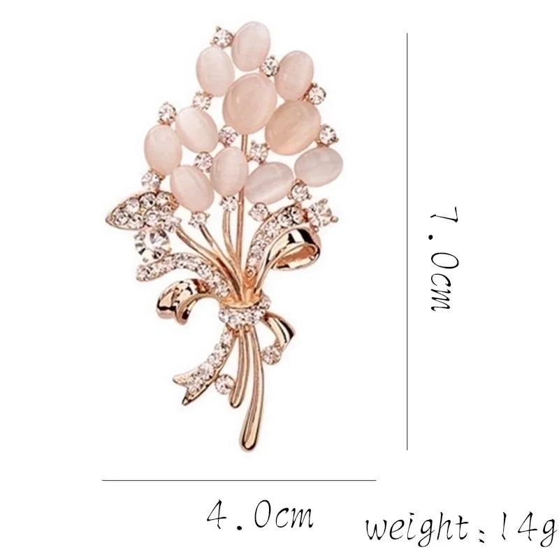 Fashion Pin Cat Flower Butterfly Imitation Pearl Alloy Inlay Rhinestones Opal Women'S Brooches