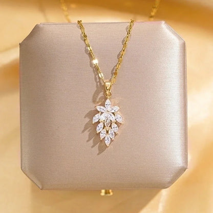 304 Stainless Steel Copper 18K Gold Plated Glam Luxurious Plating Inlay Solid Color Diamond Pendant Necklace