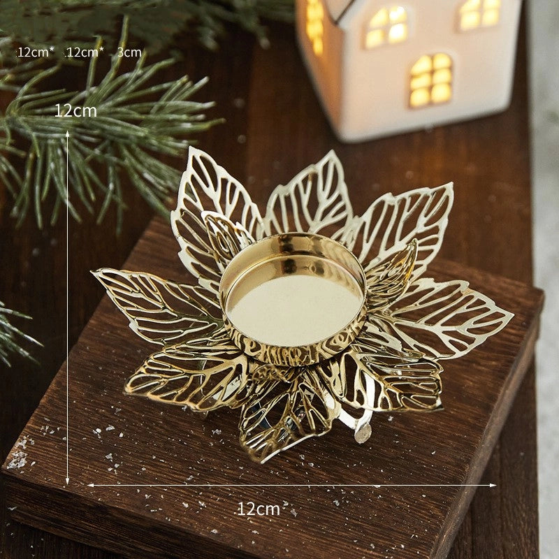 Christmas Minimalist Classic Style Flower Snowflake Iron Candlestick