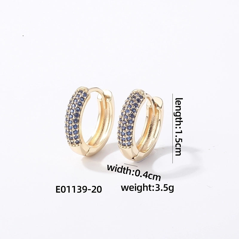 1 Pair Casual Modern Style Round Inlay Copper Zircon K Gold Plated Rhodium Plated Earrings
