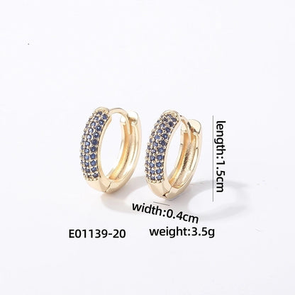 1 Pair Casual Modern Style Round Inlay Copper Zircon K Gold Plated Rhodium Plated Earrings