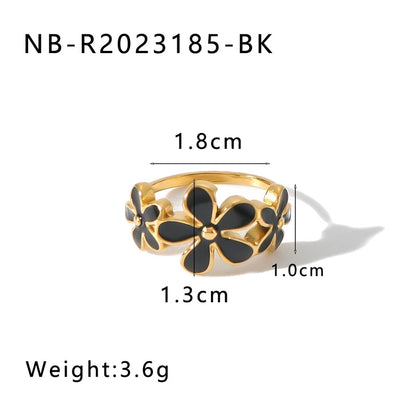 IG Style Minimalist Classic Style Flower 304 Stainless Steel 18K Gold Plated Rings