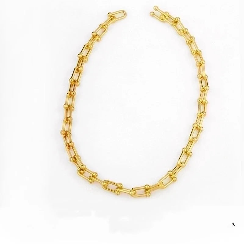 1 Piece Fashion U-shaped Lock Copper Patchwork Plating Bracelets Earrings Necklace