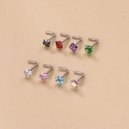 1 Piece Nose Rings & Studs Fashion Geometric 316L Stainless Steel Zircon