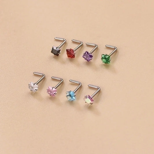 1 Piece Nose Rings & Studs Fashion Geometric 316L Stainless Steel Zircon