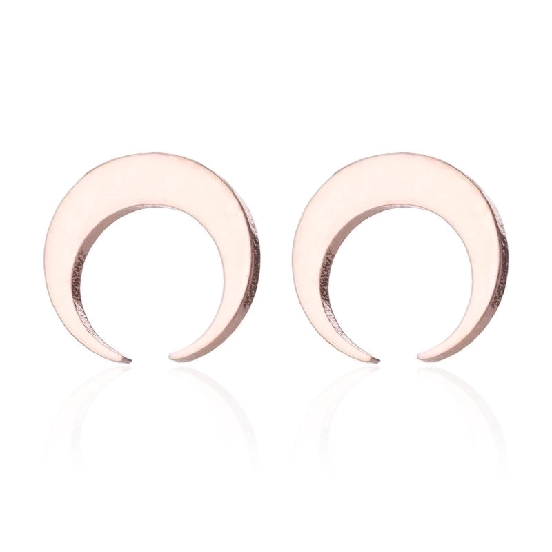 Minimalist Triangle Moon Coconut Tree Stainless Steel Asymmetrical Plating Ear Studs 1 Pair