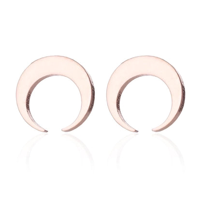 Minimalist Triangle Moon Coconut Tree Stainless Steel Asymmetrical Plating Ear Studs 1 Pair