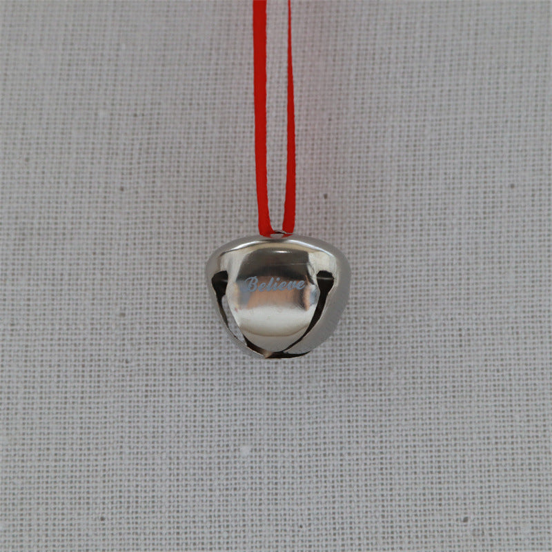 2.5cm Cross Bell Red Rope Necklace Pendant Diy Engraving Christmas Home Hanging Decoration Pendant Bell