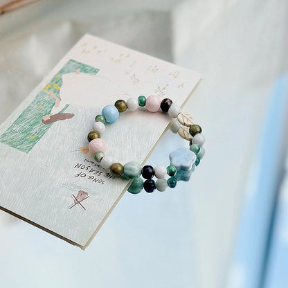 Jingdezhen Ceramic Bracelet New Color-free Women's Summer Student's Antique Beaded Bracelet Small Fresh And Popular