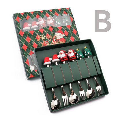 Christmas Cute Christmas Tree Santa Claus Star 304 Stainless Steel PVC Tableware 1 Piece