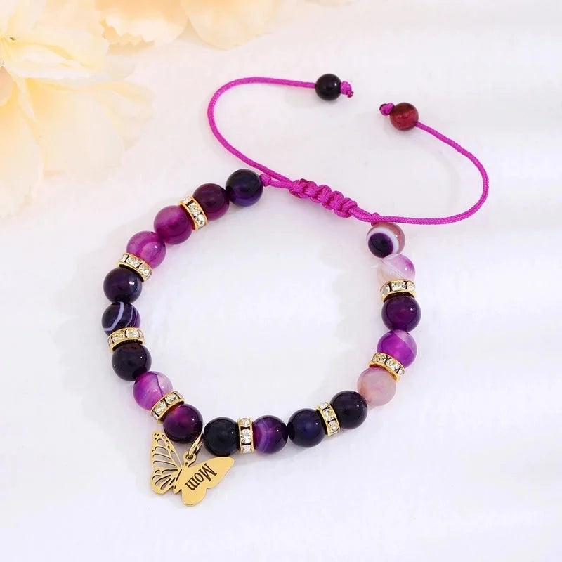 Basic Modern Style Classic Style Letter Butterfly 18K Gold Plated Alloy Stone Drawstring Bracelets