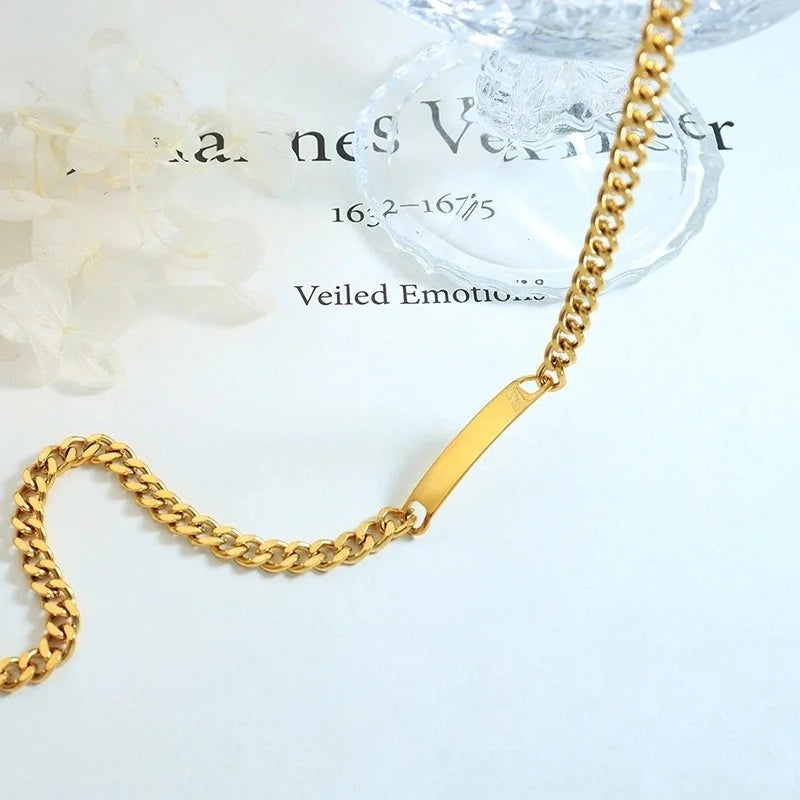 Hip-Hop Solid Color 304 Stainless Steel 18K Gold Plated Bracelets Necklace