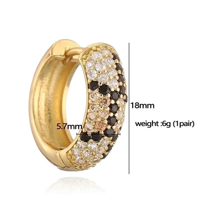 Copper 18K Gold Plated Enamel Inlay Round Snake Pattern Leopard Zircon Bracelets Earrings