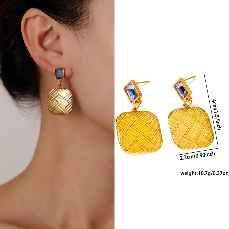 1 Pair Retro Minimalist Geometric Plating Titanium Steel Drop Earrings Ear Studs