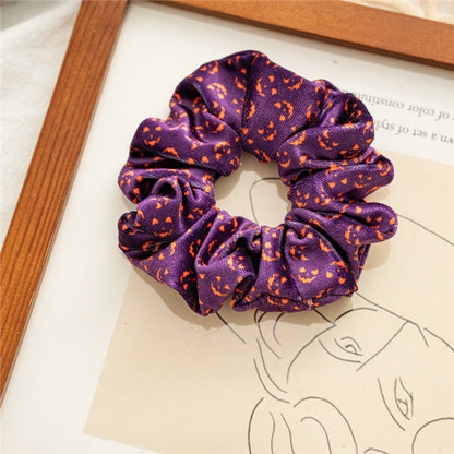 Halloween Fashion Women'S Pumpkin Heart Shape Flannel Printing Hair Tie