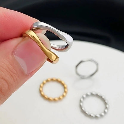 Minimalist Solid Color Stainless Steel No Inlay Gold Plated Plating Rings