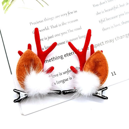 Christmas Cute Antlers Plastic Cloth Flannel Party Hairpin